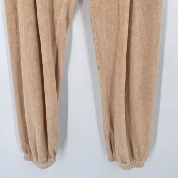 DONNI. Camel Terry Drawstring Joggers Jogging Pants Size Large Tan Pull On Beach - Picture 9 of 11